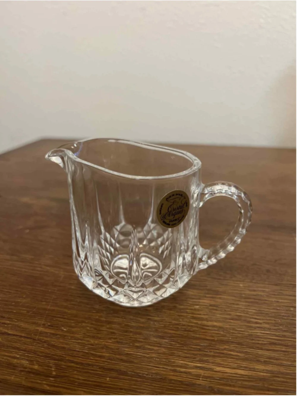 Cristal d’Arques France Lead Crystal Creamer 24% PbO Vintage Cut Glass Pitcher